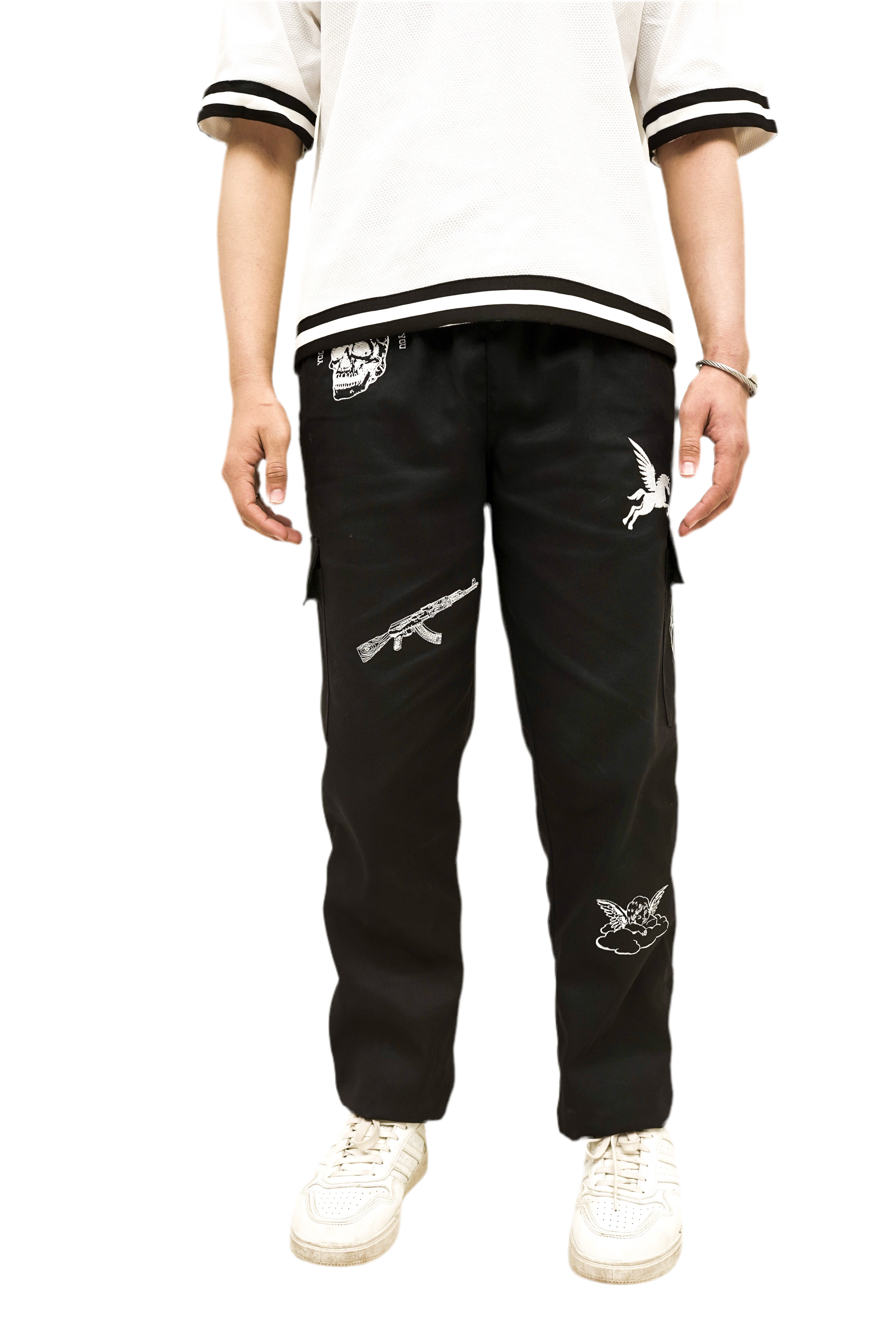 EMBROIDERED CARGO- BLACK Pegasus