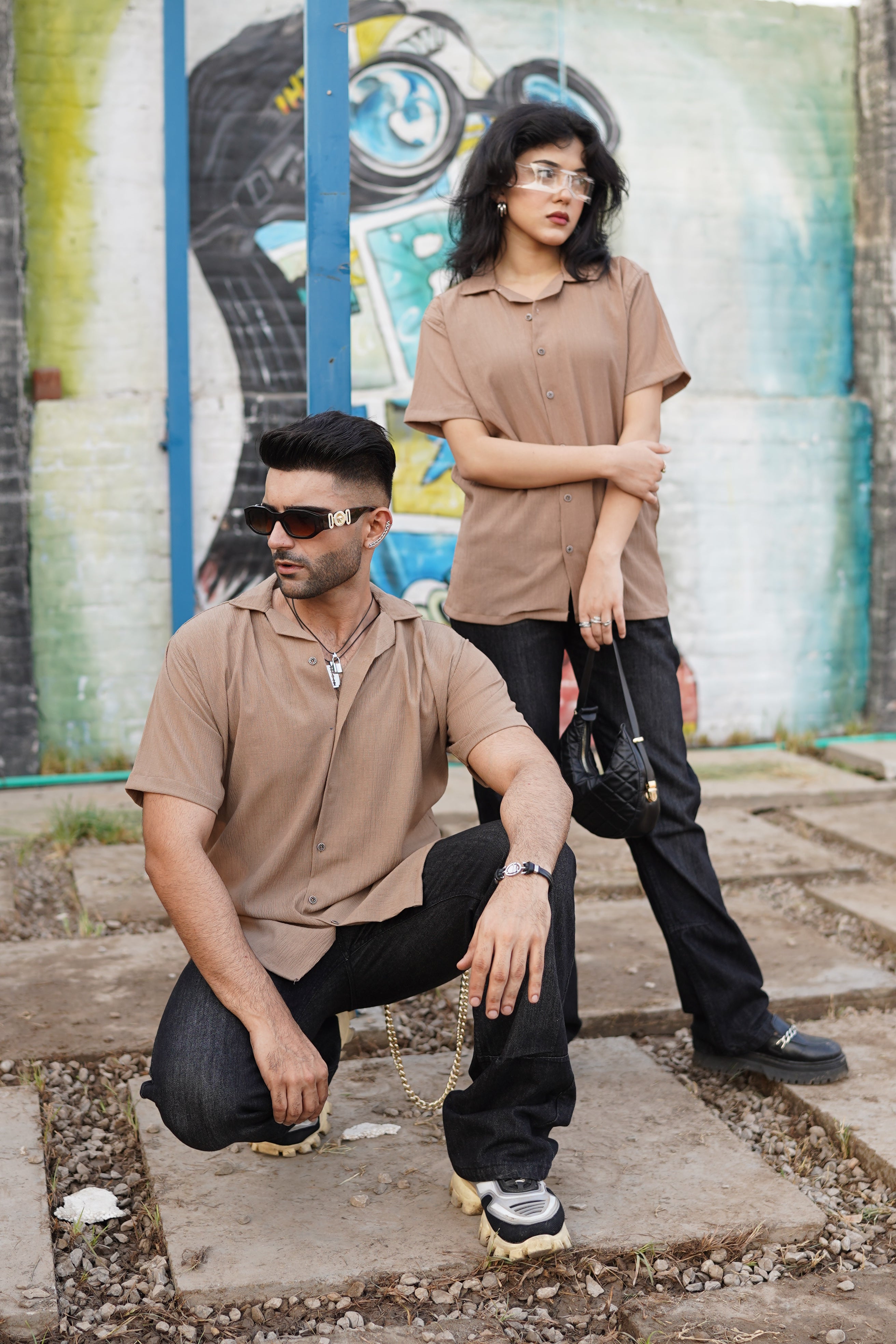Textured Shirt- Brown Pegasus