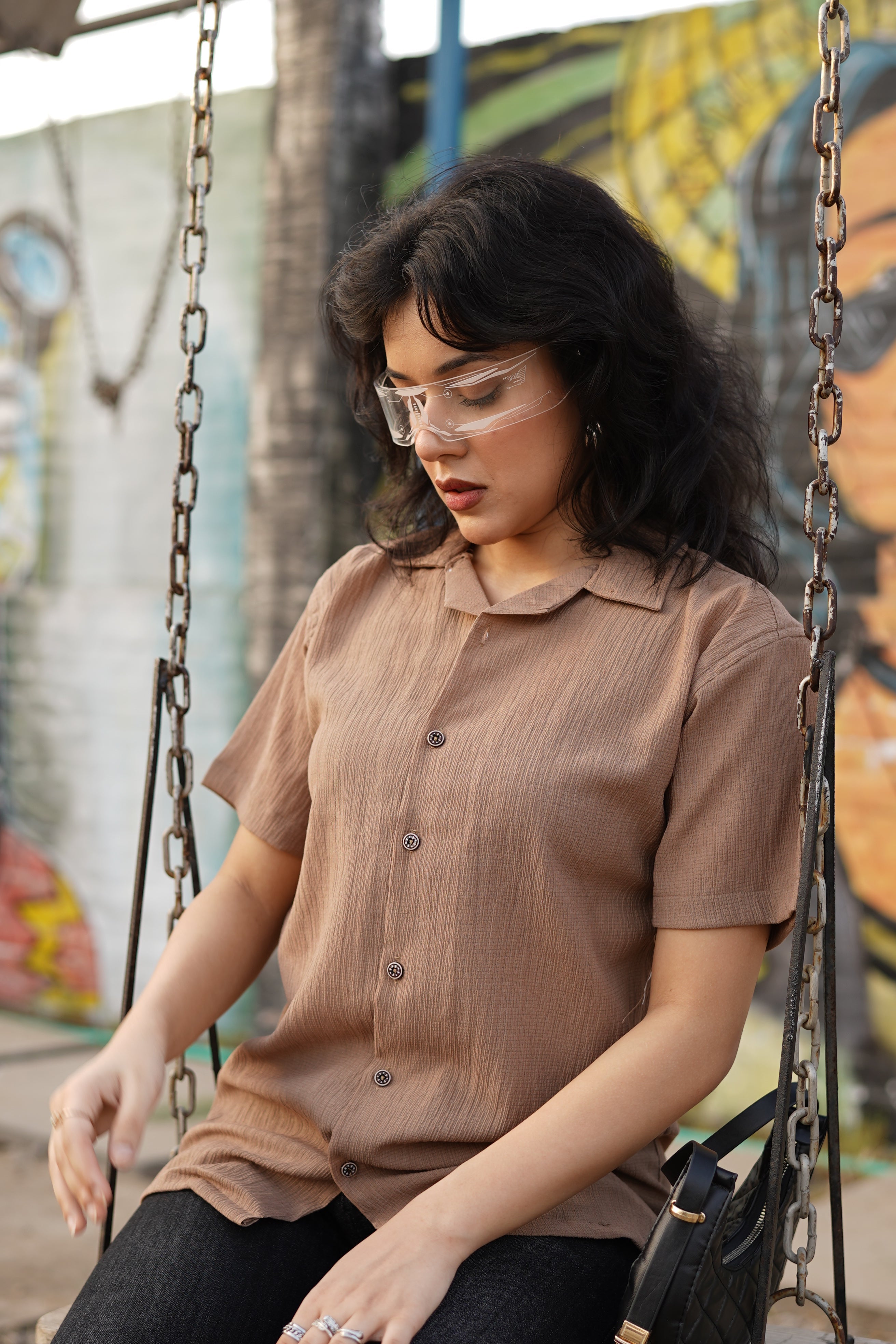 Textured Shirt- Brown Pegasus