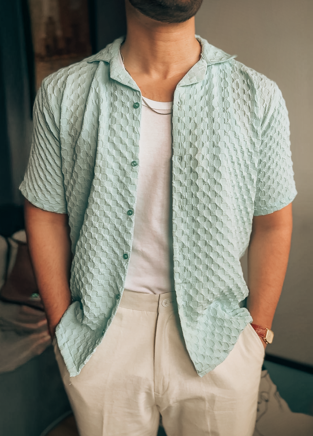 TEXTURED SHIRT- SKY BLUE Pegasus