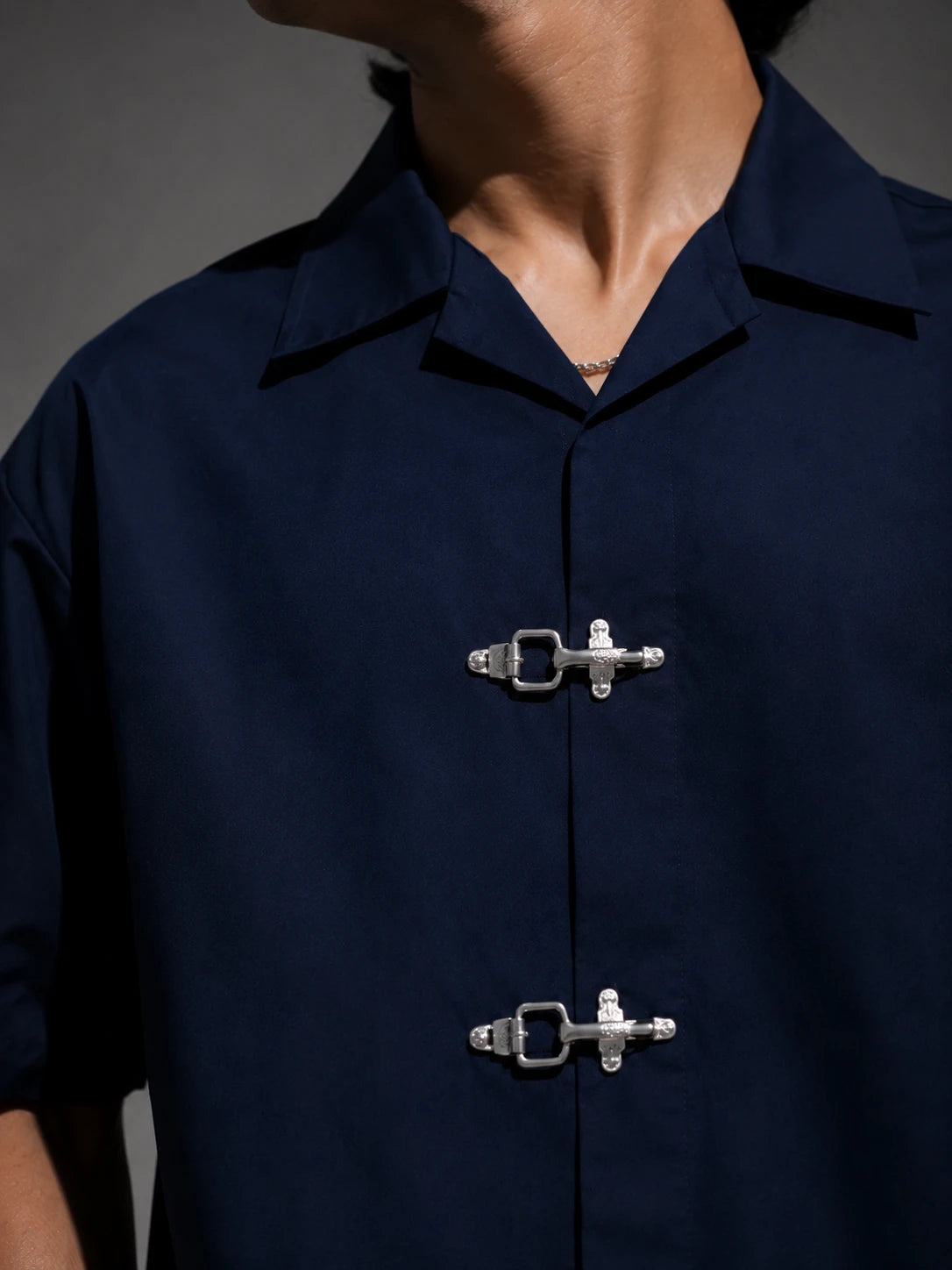 BUCKLE BUTTON DOWN SHIRT - NAVY Project Pegasus