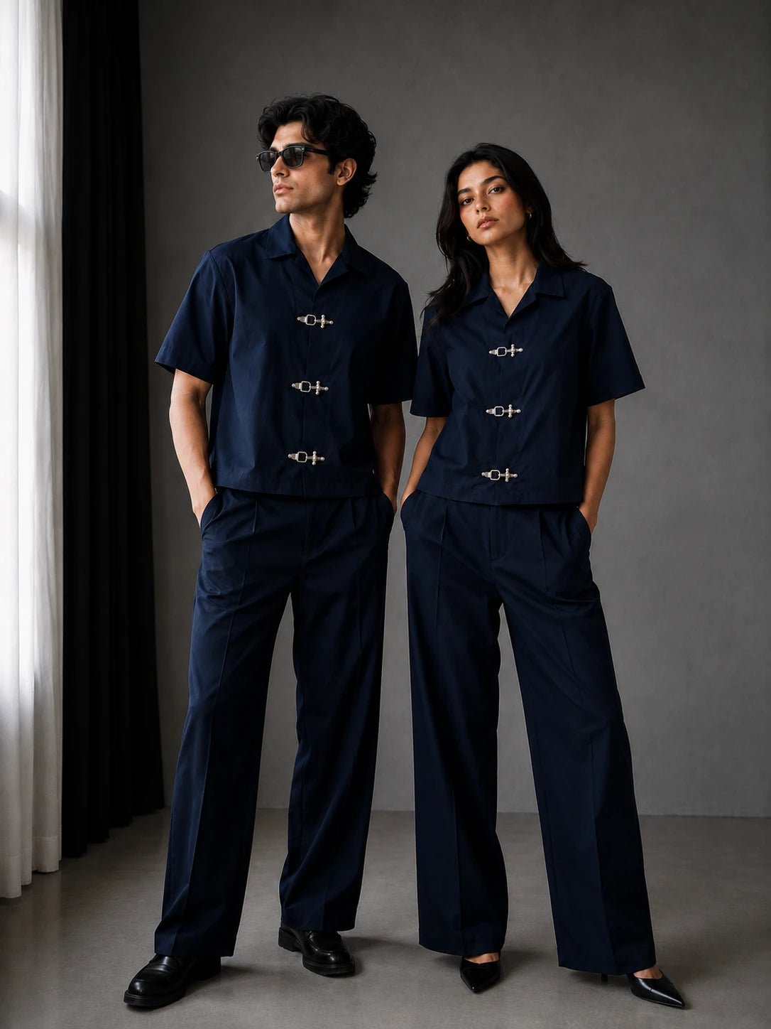 BUCKLE BUTTON DOWN SHIRT - NAVY Project Pegasus