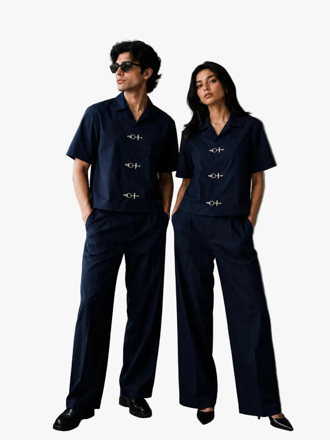 BUCKLE BUTTON DOWN SHIRT - NAVY Project Pegasus
