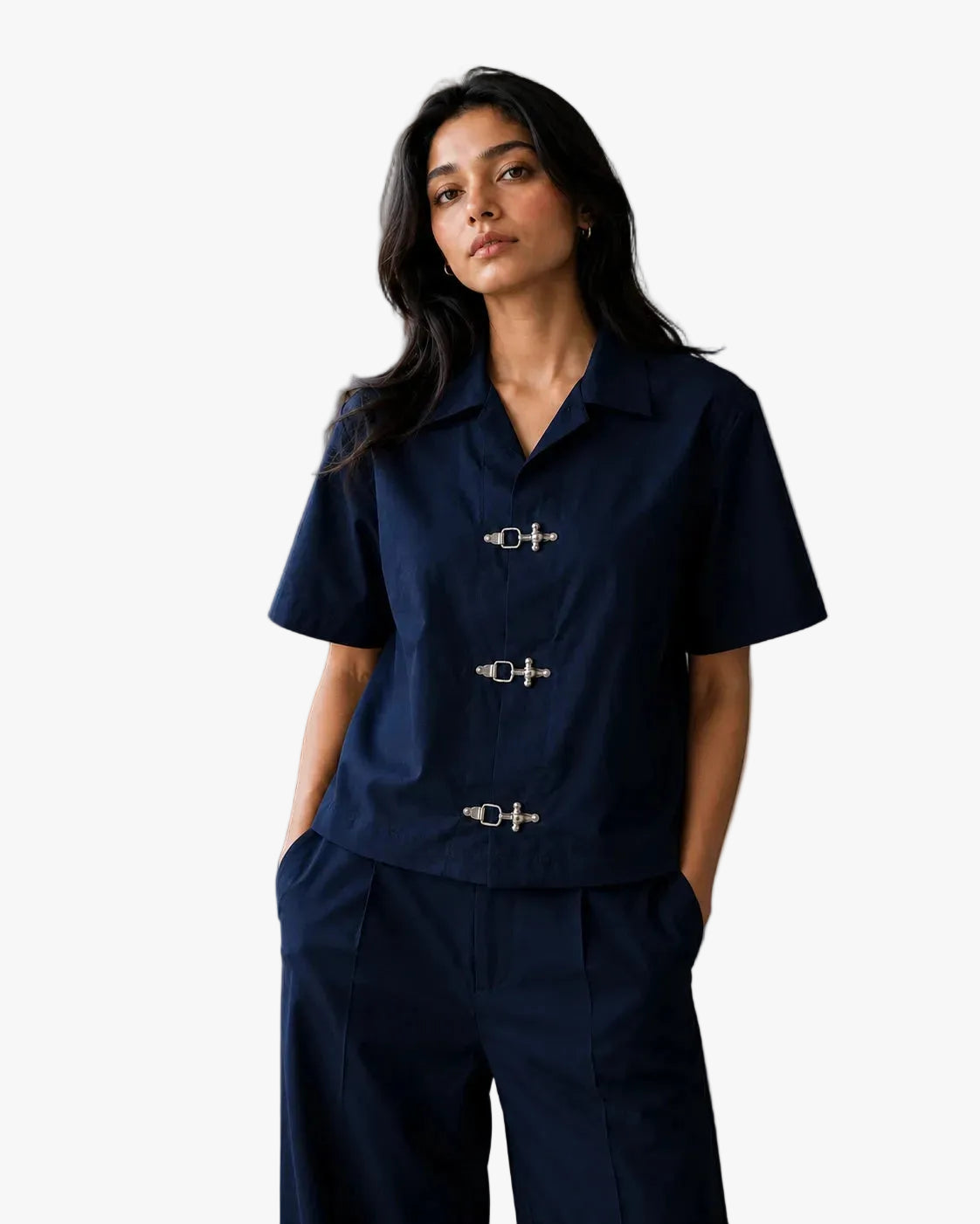 BUCKLE BUTTON DOWN SHIRT - NAVY Project Pegasus