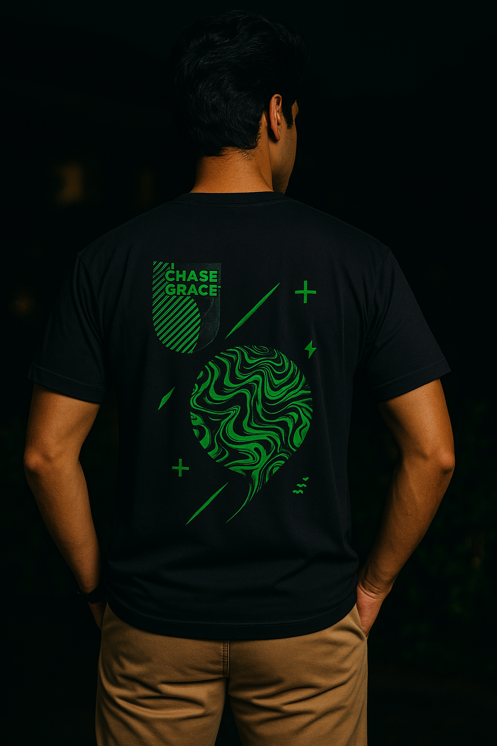 CHASE GRACE T-SHIRT- BLACK/GREEN Pegasus