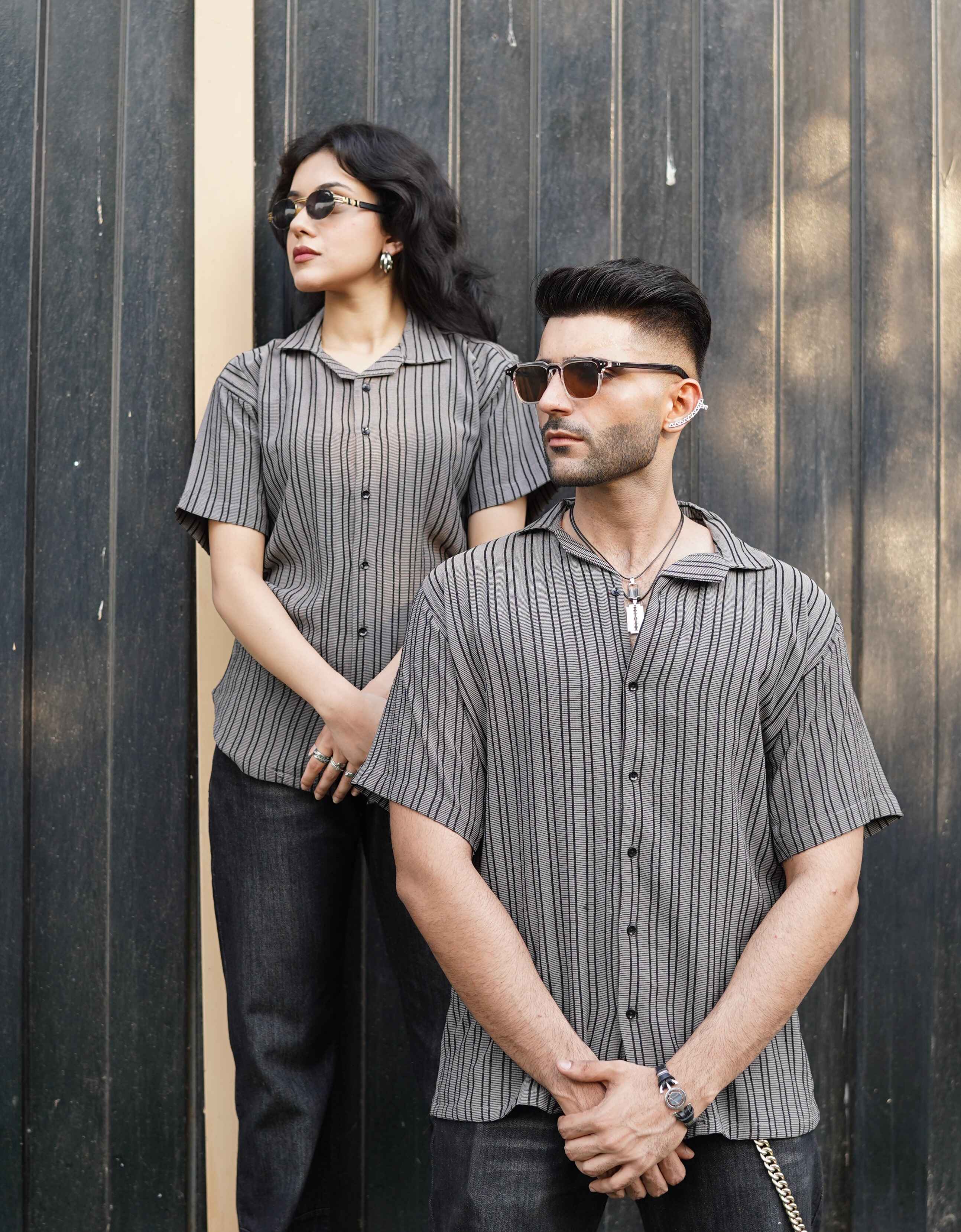 Textured Shirt- Grey/Black Lines Pegasus