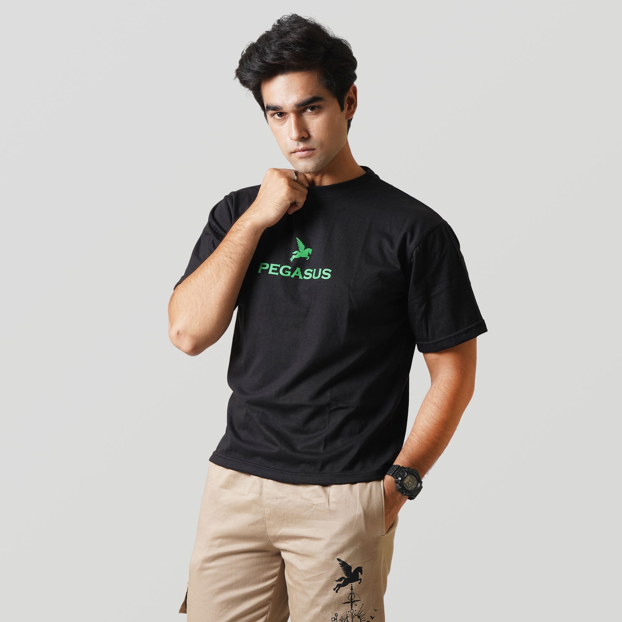 CHASE GRACE T-SHIRT- BLACK/GREEN Pegasus