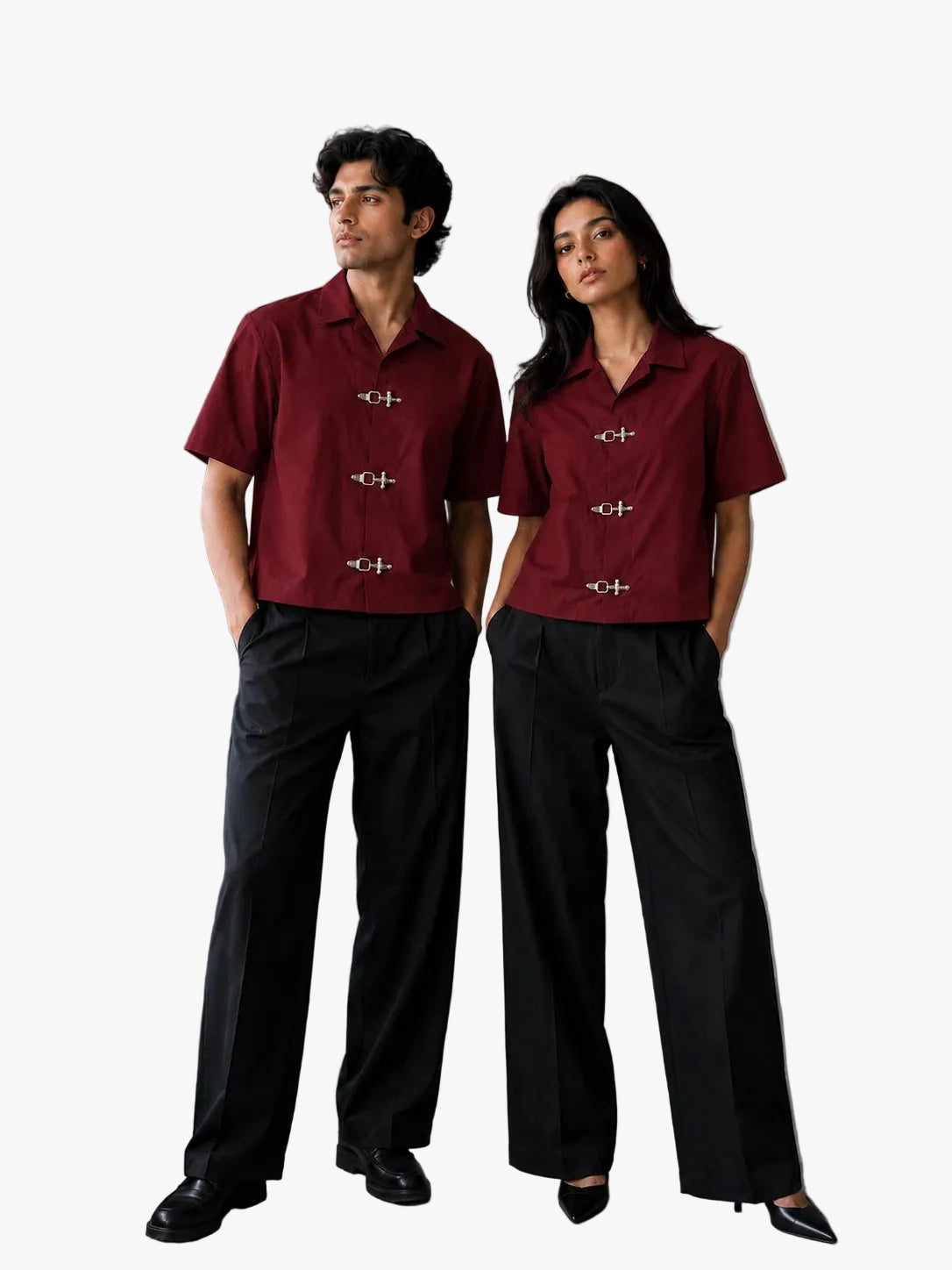 BUCKLE BUTTON DOWN SHIRT - MAROON Project Pegasus