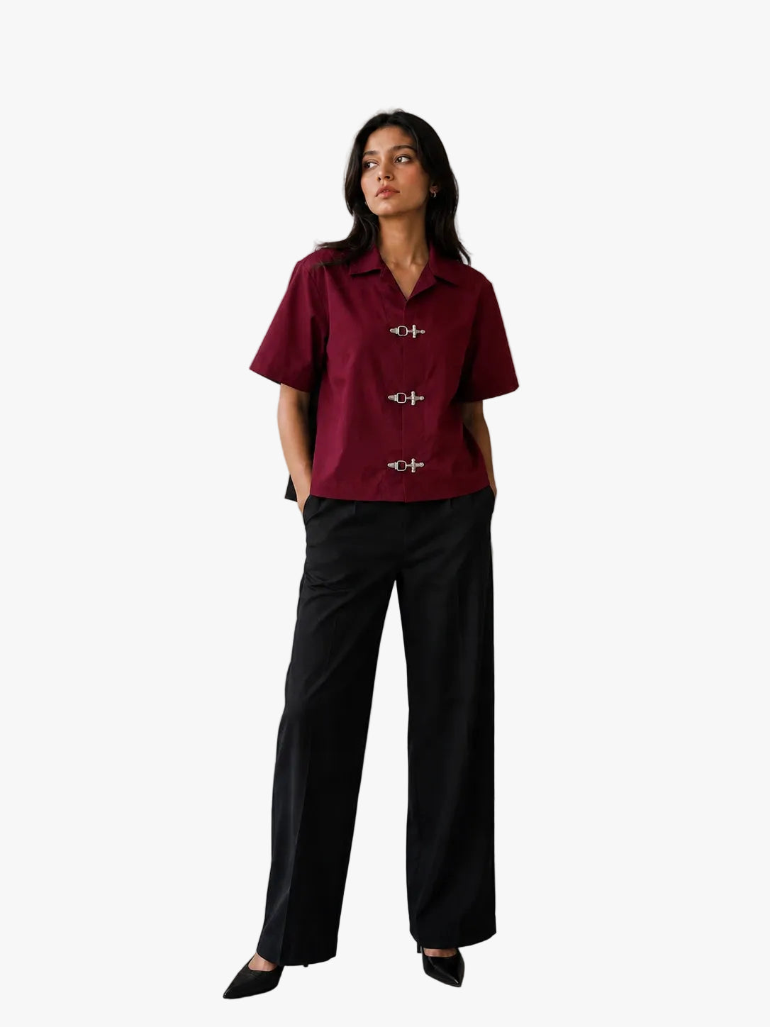 BUCKLE BUTTON DOWN SHIRT - MAROON Project Pegasus