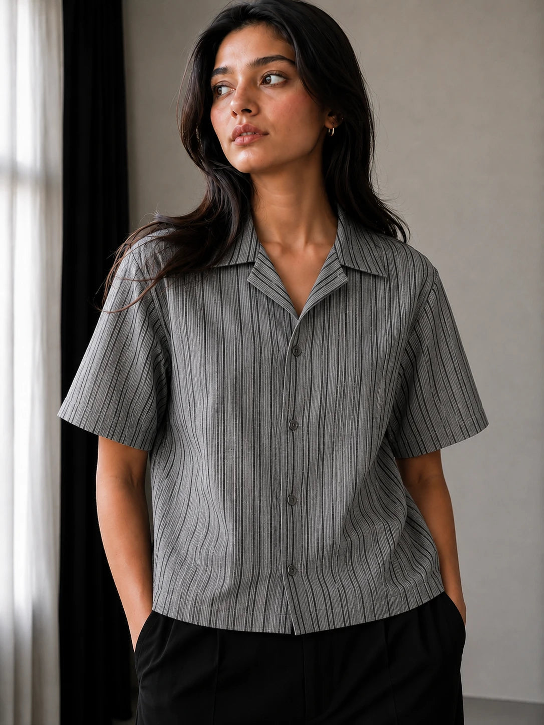 Textured Shirt- Grey/Black Lines Project Pegasus