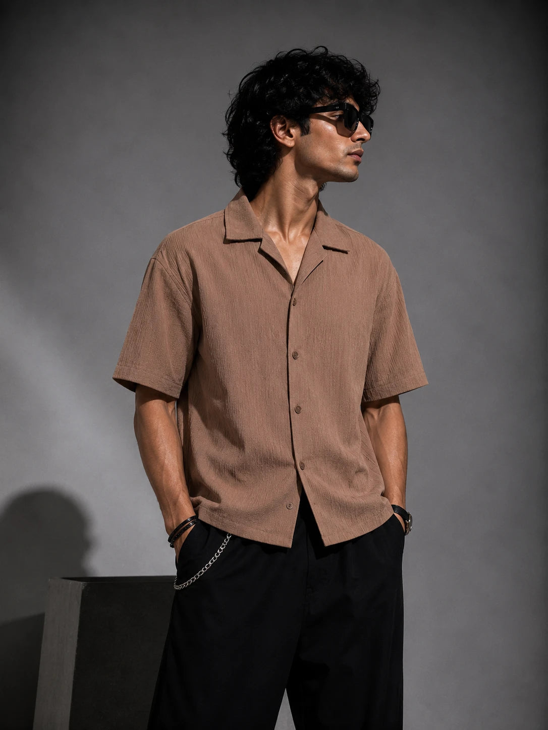 Textured Shirt- Brown Project Pegasus
