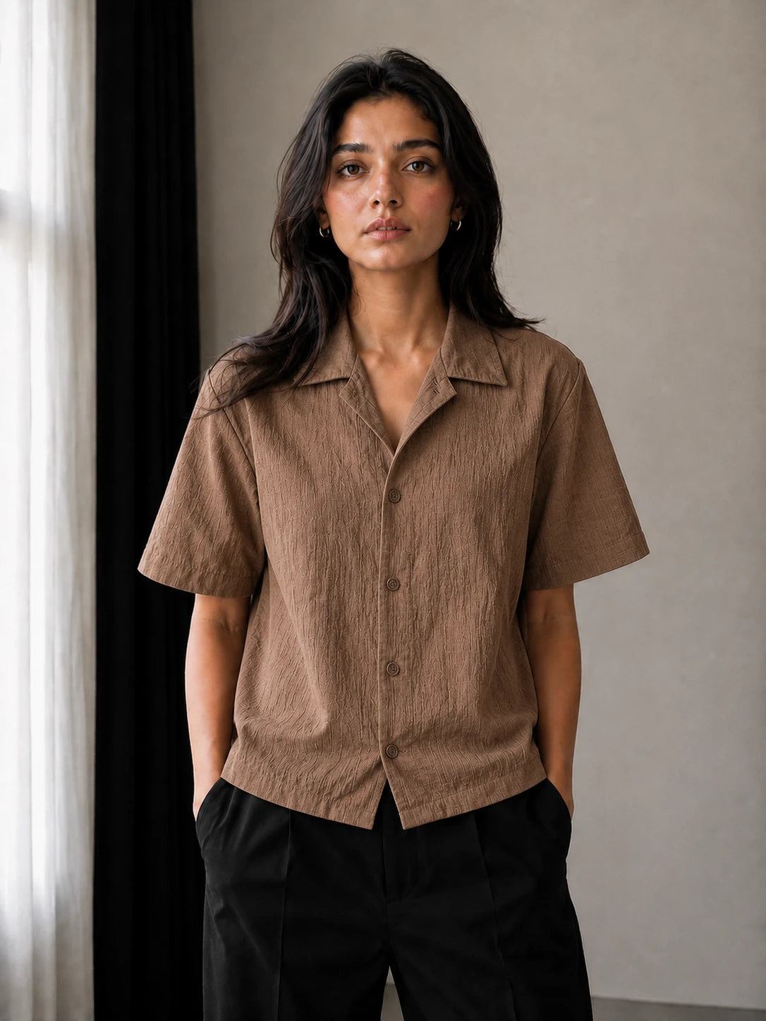 Textured Shirt- Brown Project Pegasus