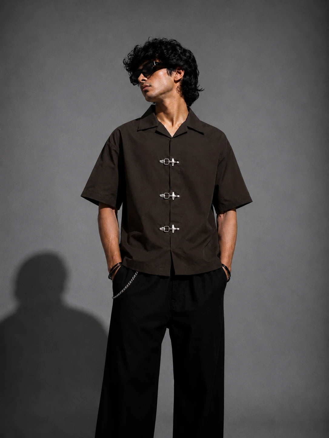 BUCKLE BUTTON DOWN SHIRT - ESPRESSO BROWN Project Pegasus