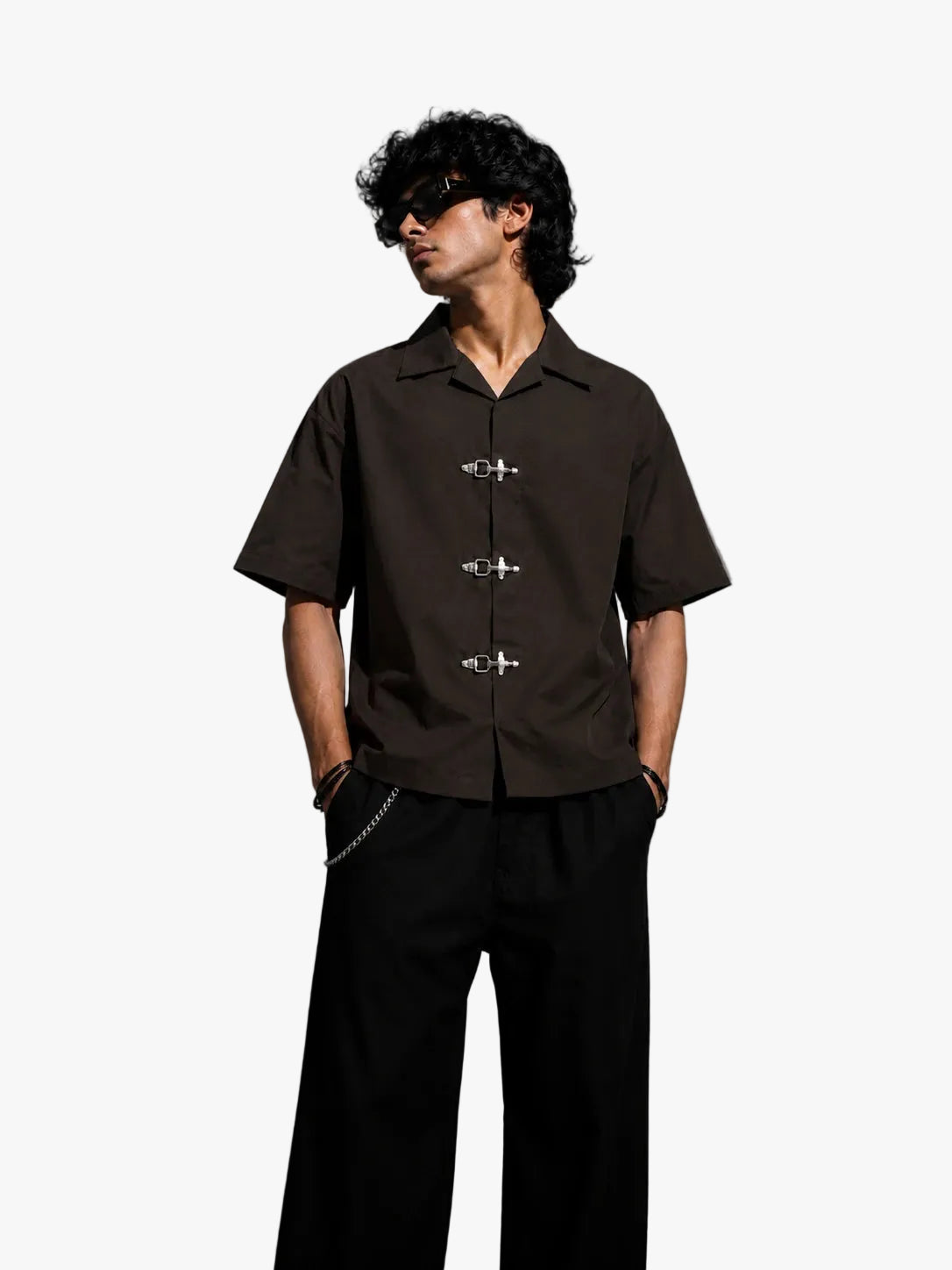 BUCKLE BUTTON DOWN SHIRT - ESPRESSO BROWN Project Pegasus