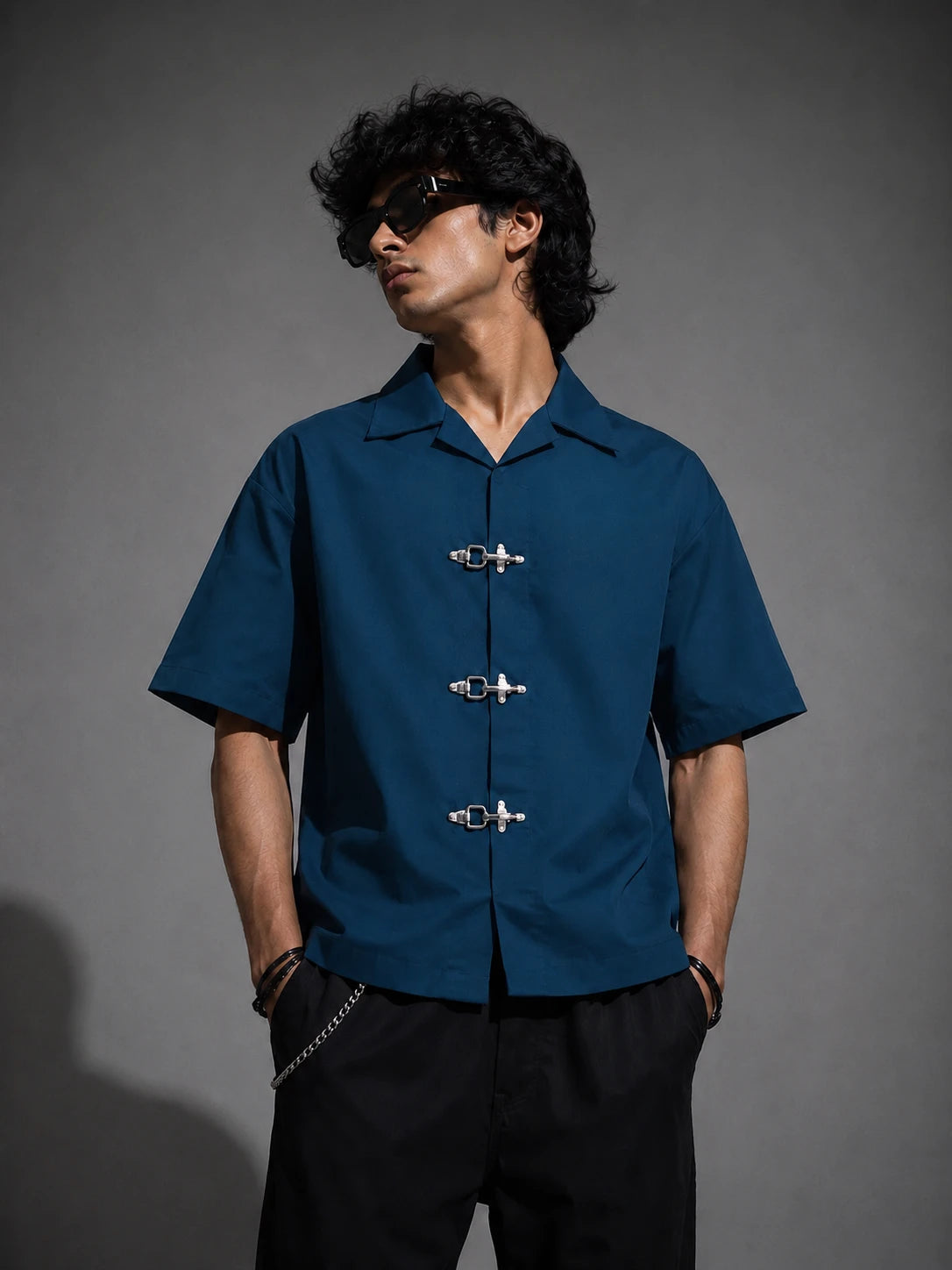 BUCKLE BUTTON DOWN SHIRT - CERULEAN Project Pegasus