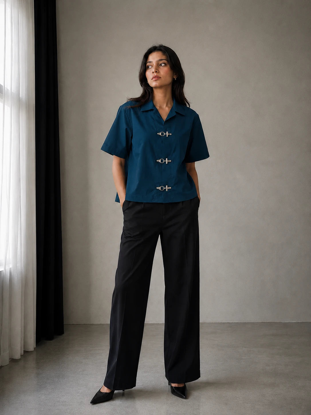 BUCKLE BUTTON DOWN SHIRT - CERULEAN Project Pegasus