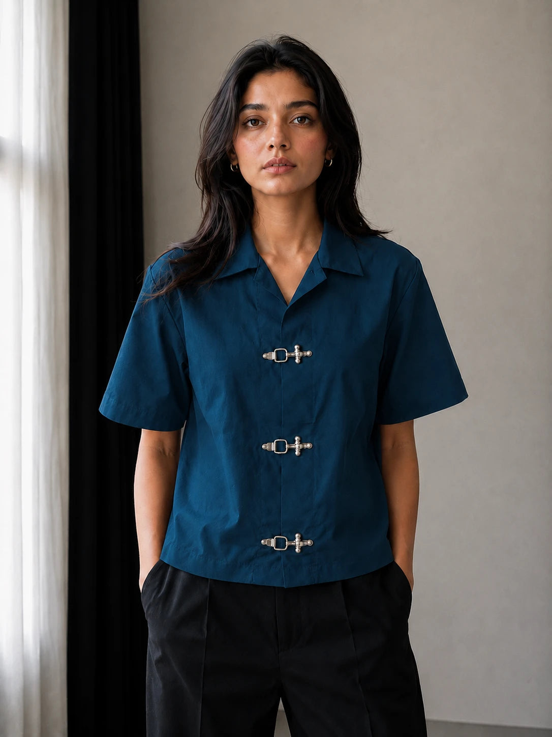 BUCKLE BUTTON DOWN SHIRT - CERULEAN Project Pegasus
