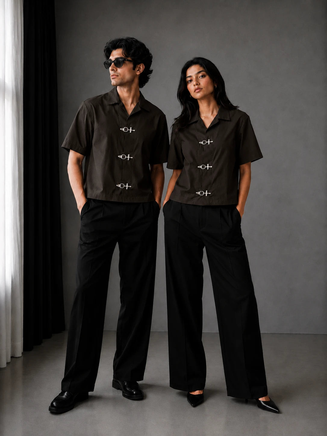 BUCKLE BUTTON DOWN SHIRT - ESPRESSO BROWN Project Pegasus