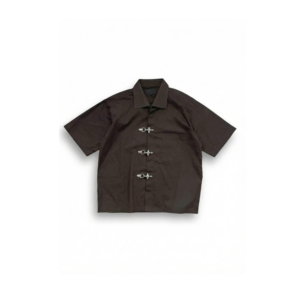 BUCKLE BUTTON DOWN SHIRT - ESPRESSO BROWN Project Pegasus