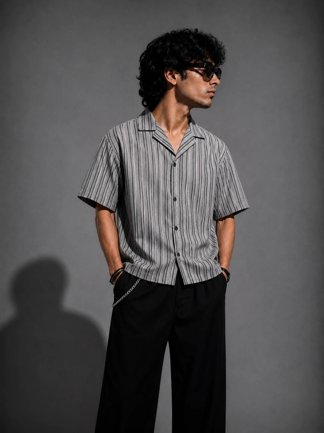 Textured Shirt- Grey/Black Lines Project Pegasus