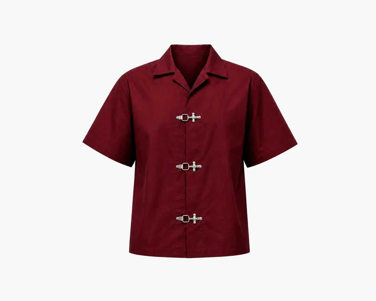 BUCKLE BUTTON DOWN SHIRT - MAROON Project Pegasus