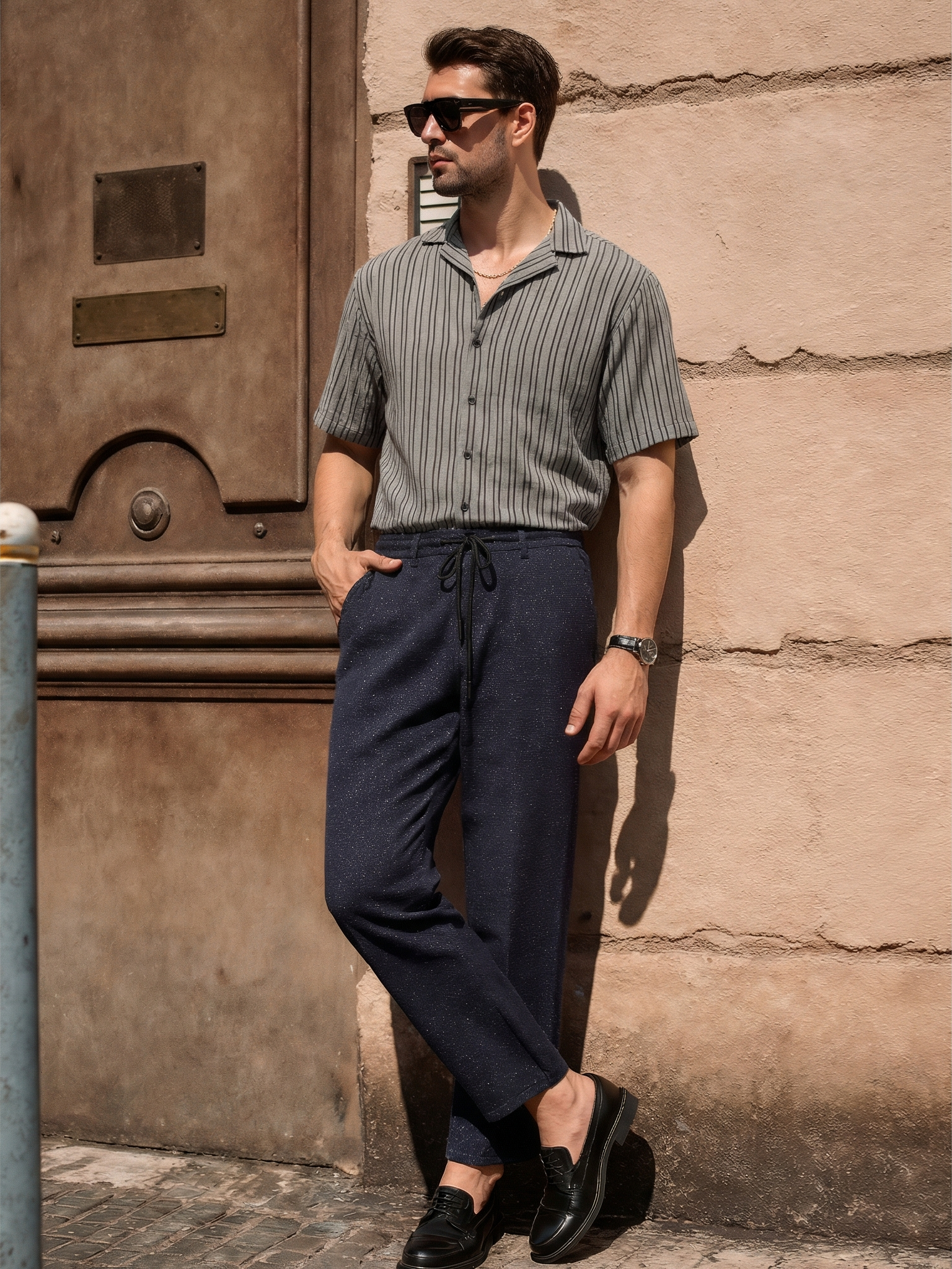 Textured Shirt- Grey/Black Lines Project Pegasus