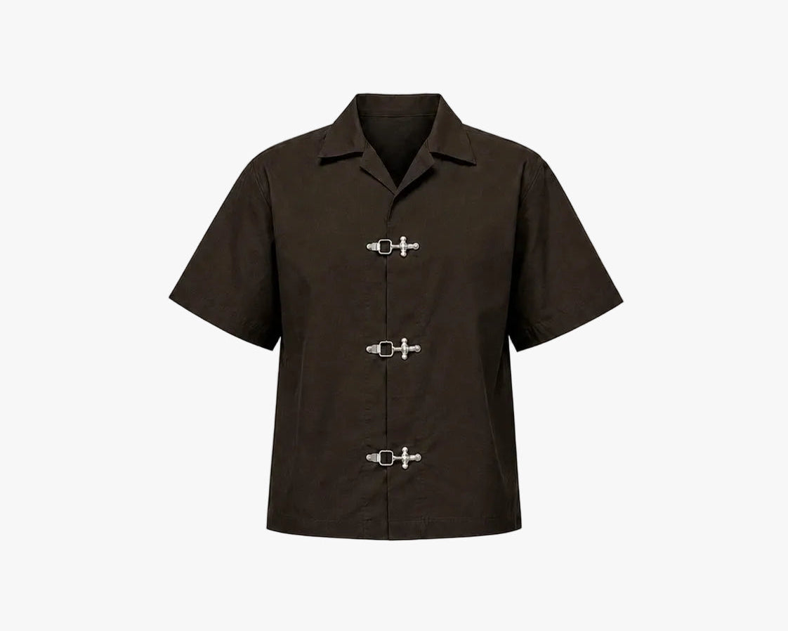 BUCKLE BUTTON DOWN SHIRT - ESPRESSO BROWN Project Pegasus