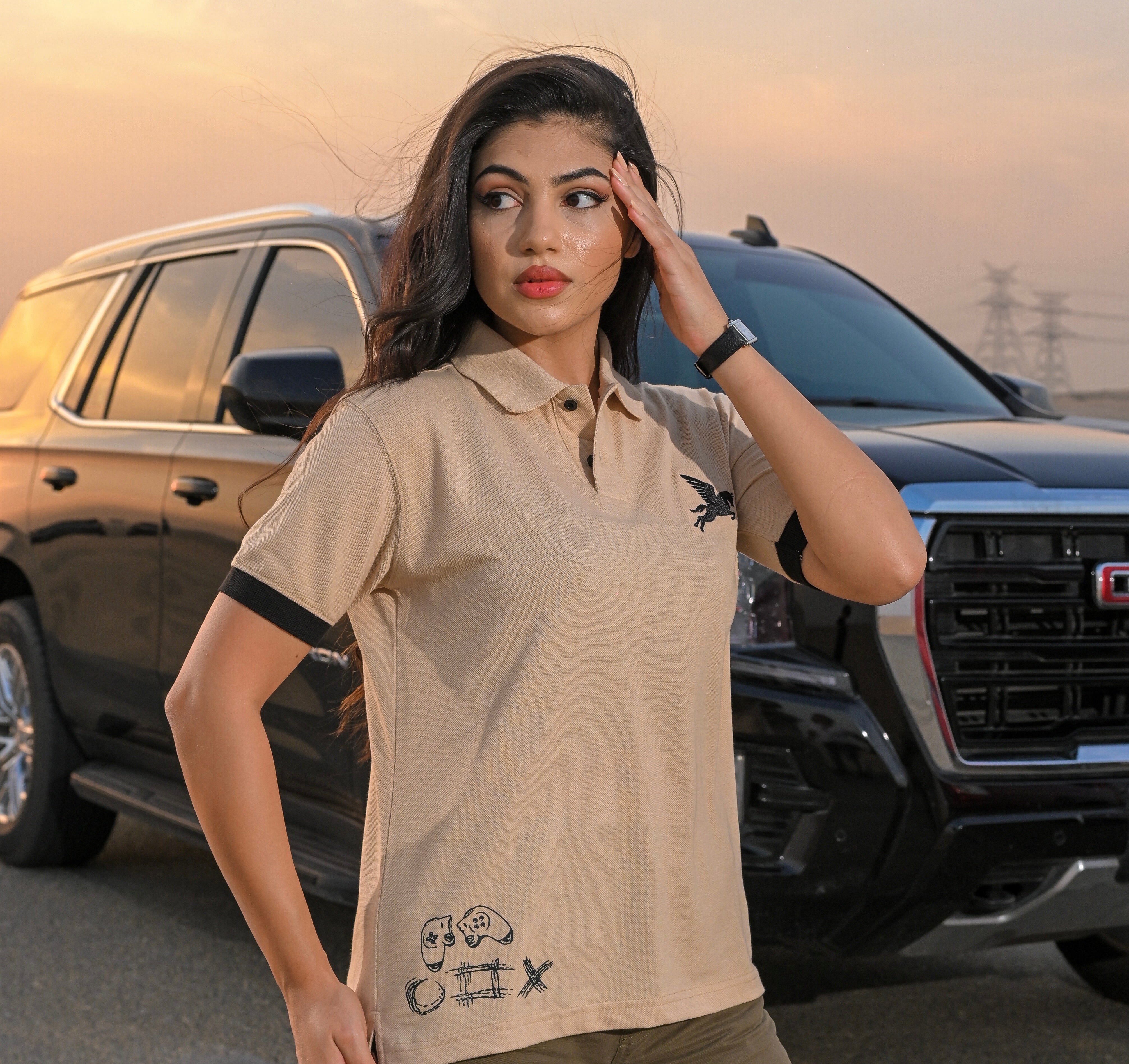 Blah Blah Beige Polo Shirt Pegasus