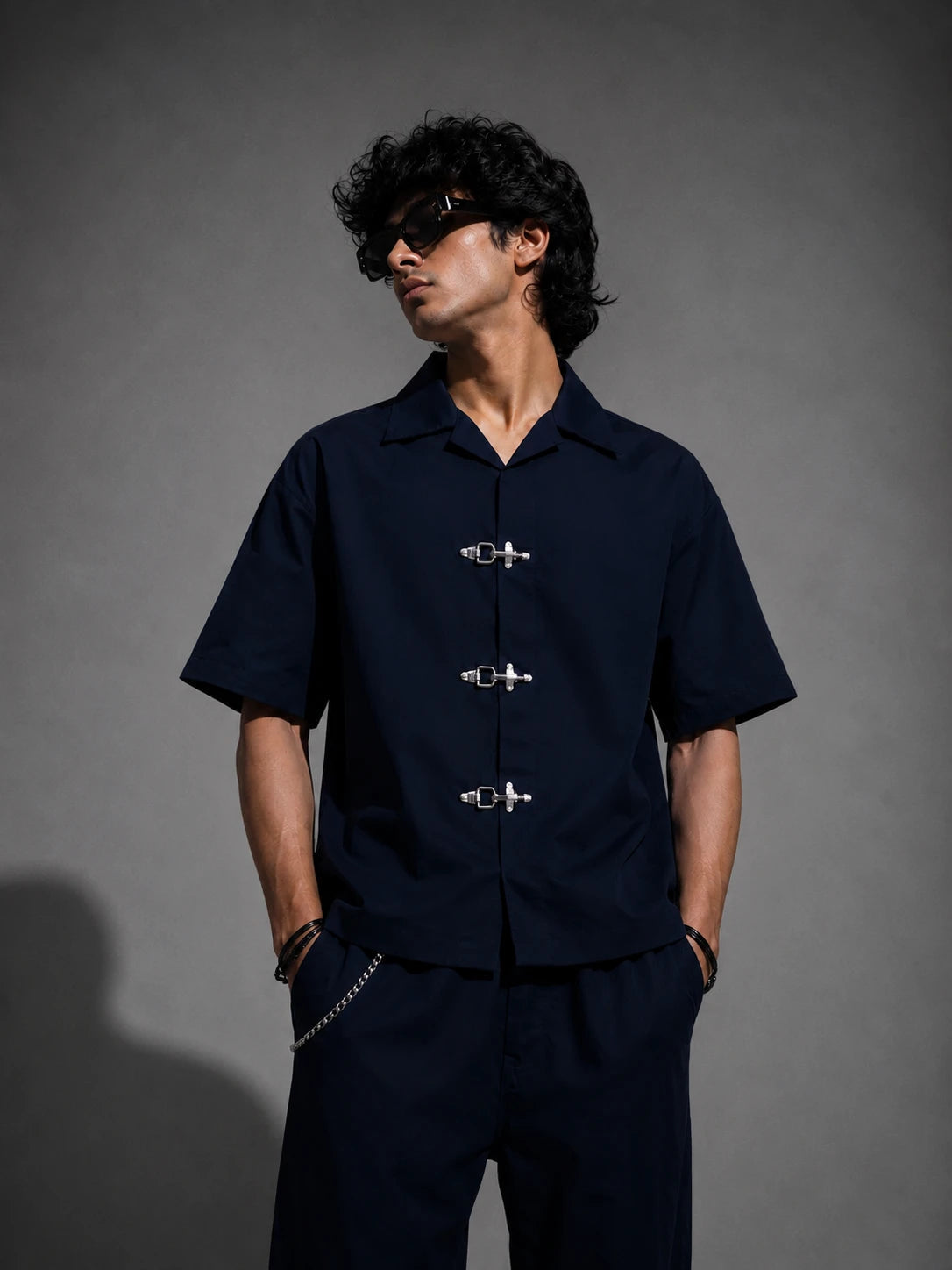BUCKLE BUTTON DOWN SHIRT - NAVY Project Pegasus