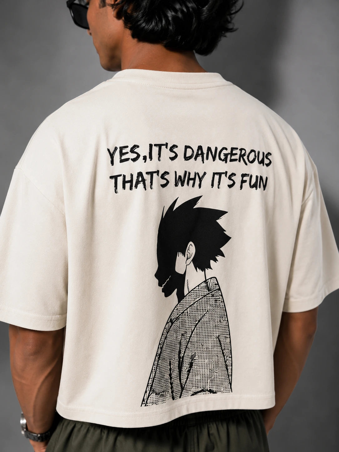 DANGEROUS ANIME T-SHIRT- BEIGE Project Pegasus
