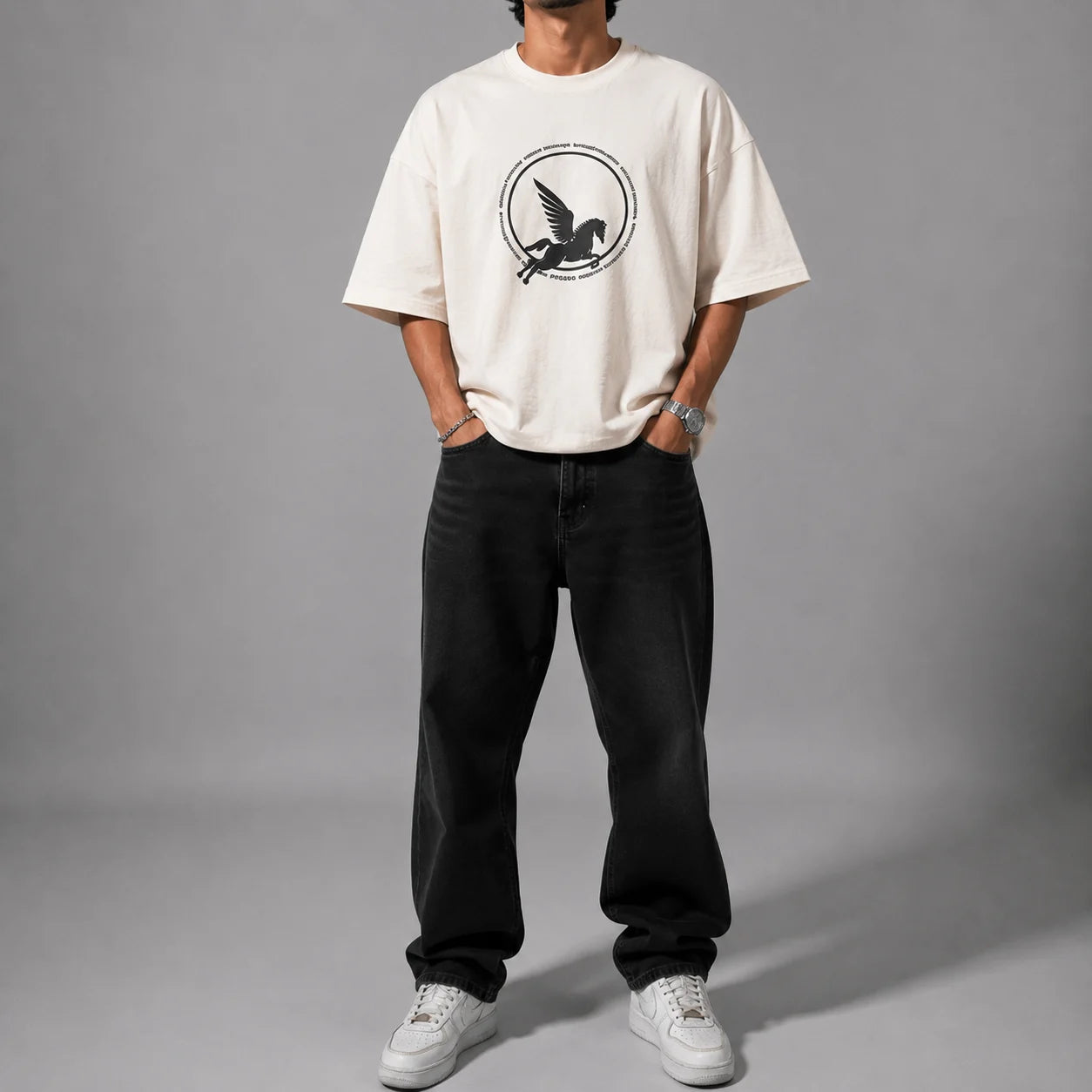 DANGEROUS ANIME T-SHIRT- BEIGE Project Pegasus