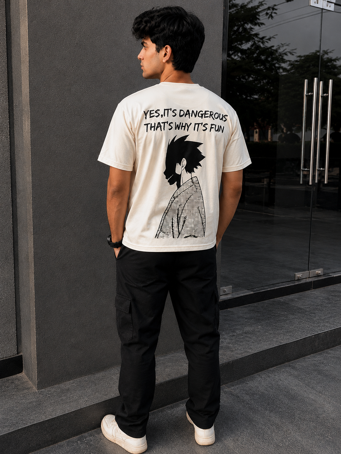 DANGEROUS ANIME T-SHIRT- BEIGE Project Pegasus