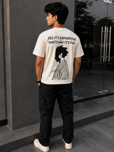 DANGEROUS ANIME T-SHIRT- BEIGE Project Pegasus