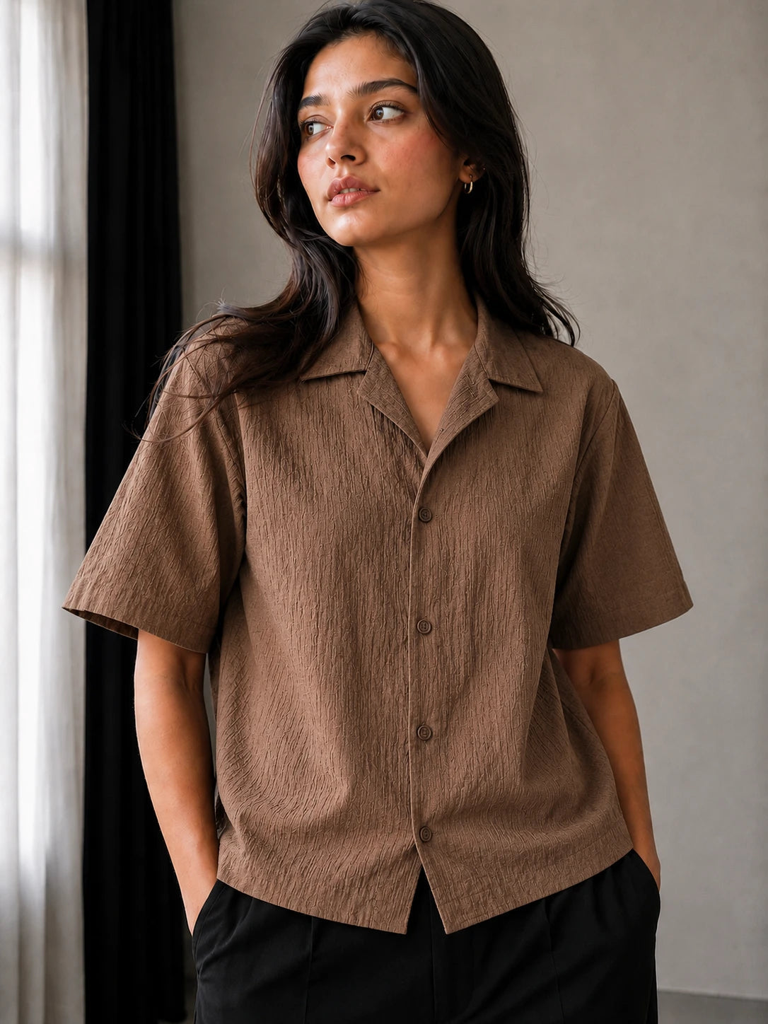 Textured Shirt- Brown Project Pegasus