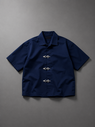 BUCKLE BUTTON DOWN SHIRT - NAVY Project Pegasus