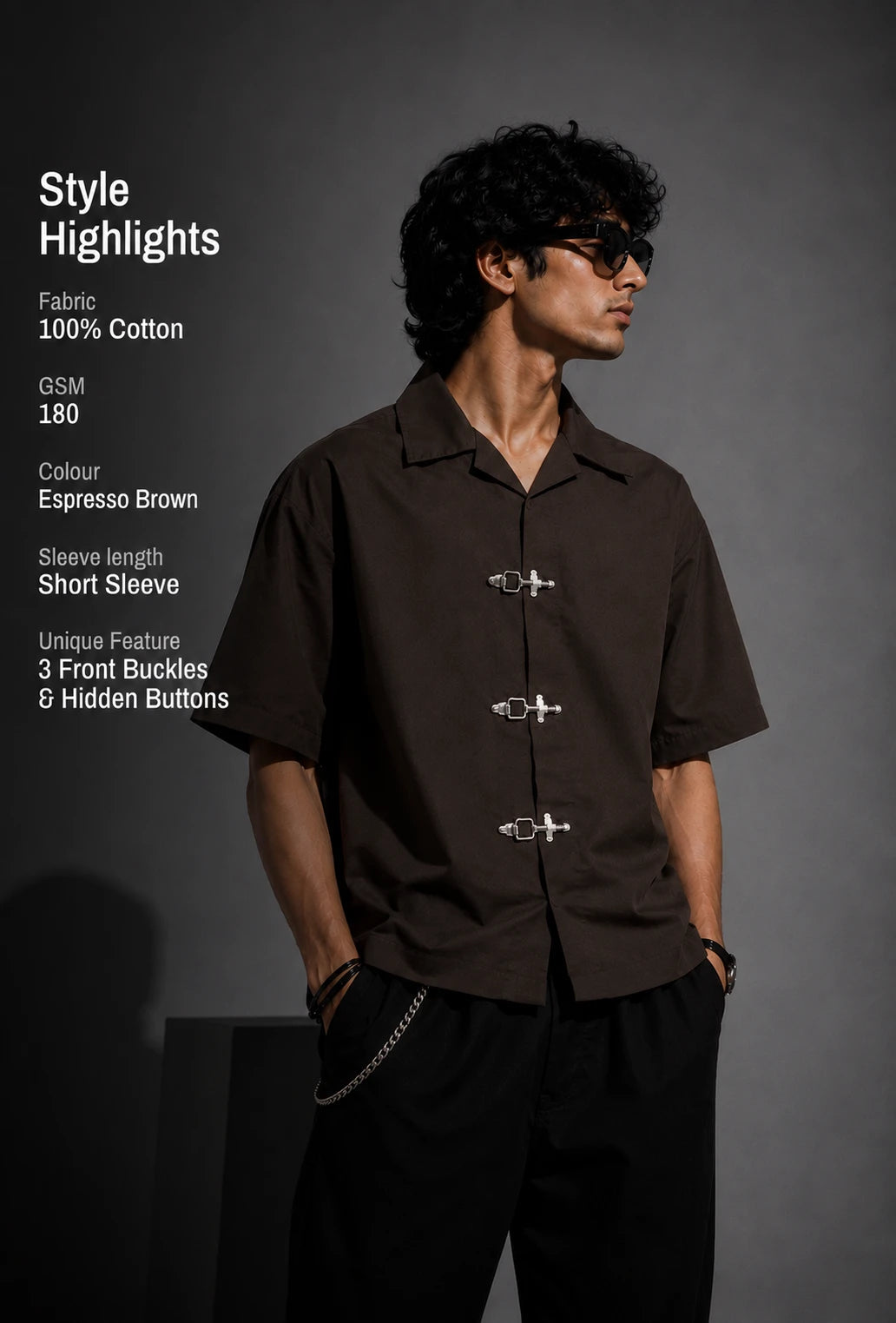 BUCKLE BUTTON DOWN SHIRT - ESPRESSO BROWN Project Pegasus