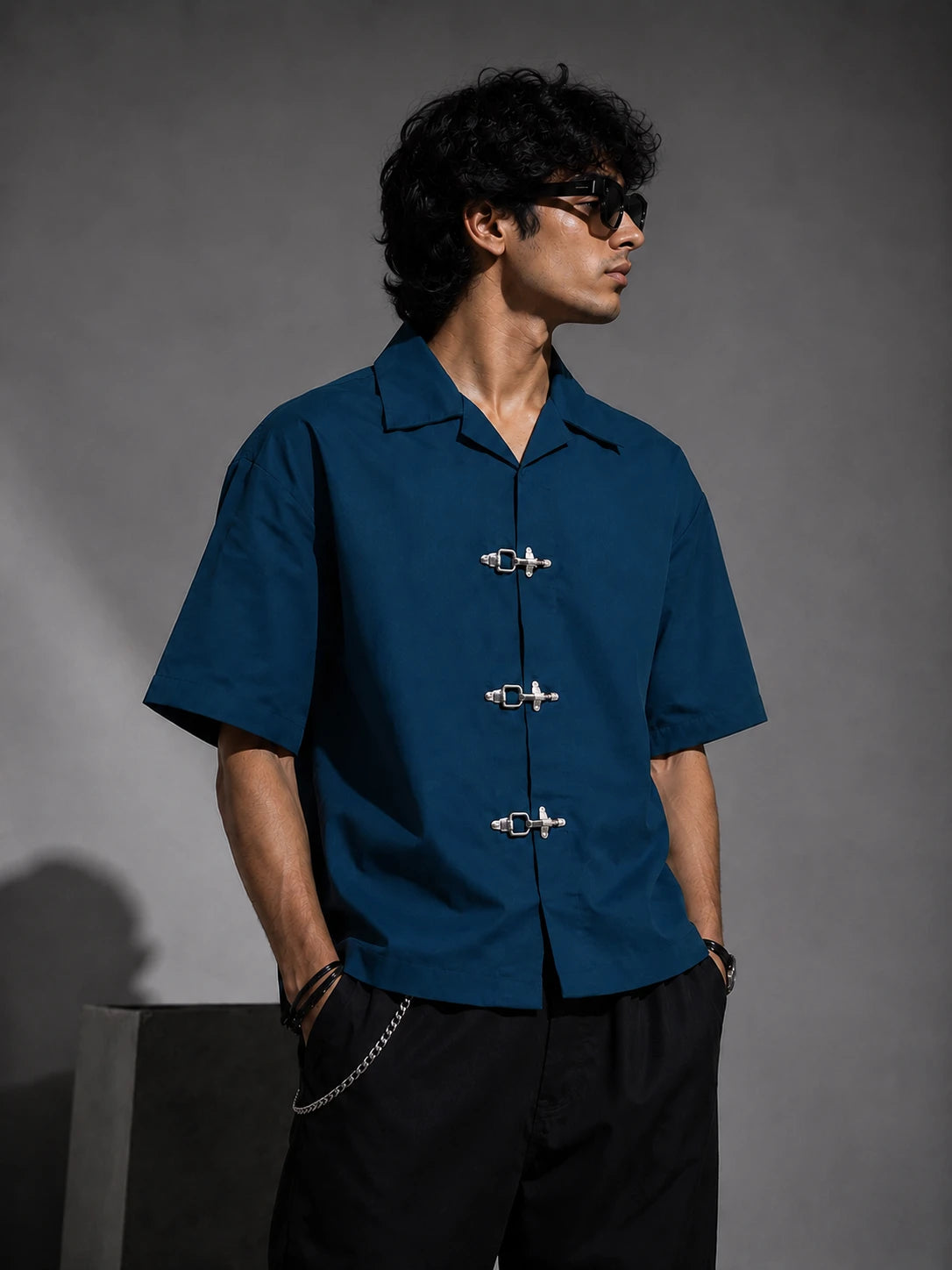 BUCKLE BUTTON DOWN SHIRT - CERULEAN Project Pegasus