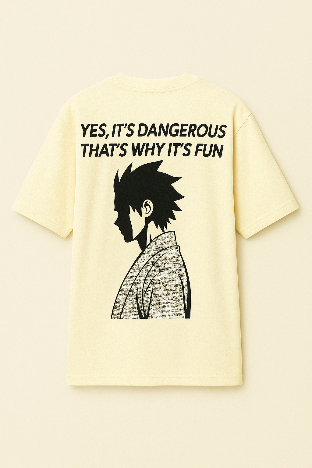 DANGEROUS ANIME T-SHIRT- BEIGE
