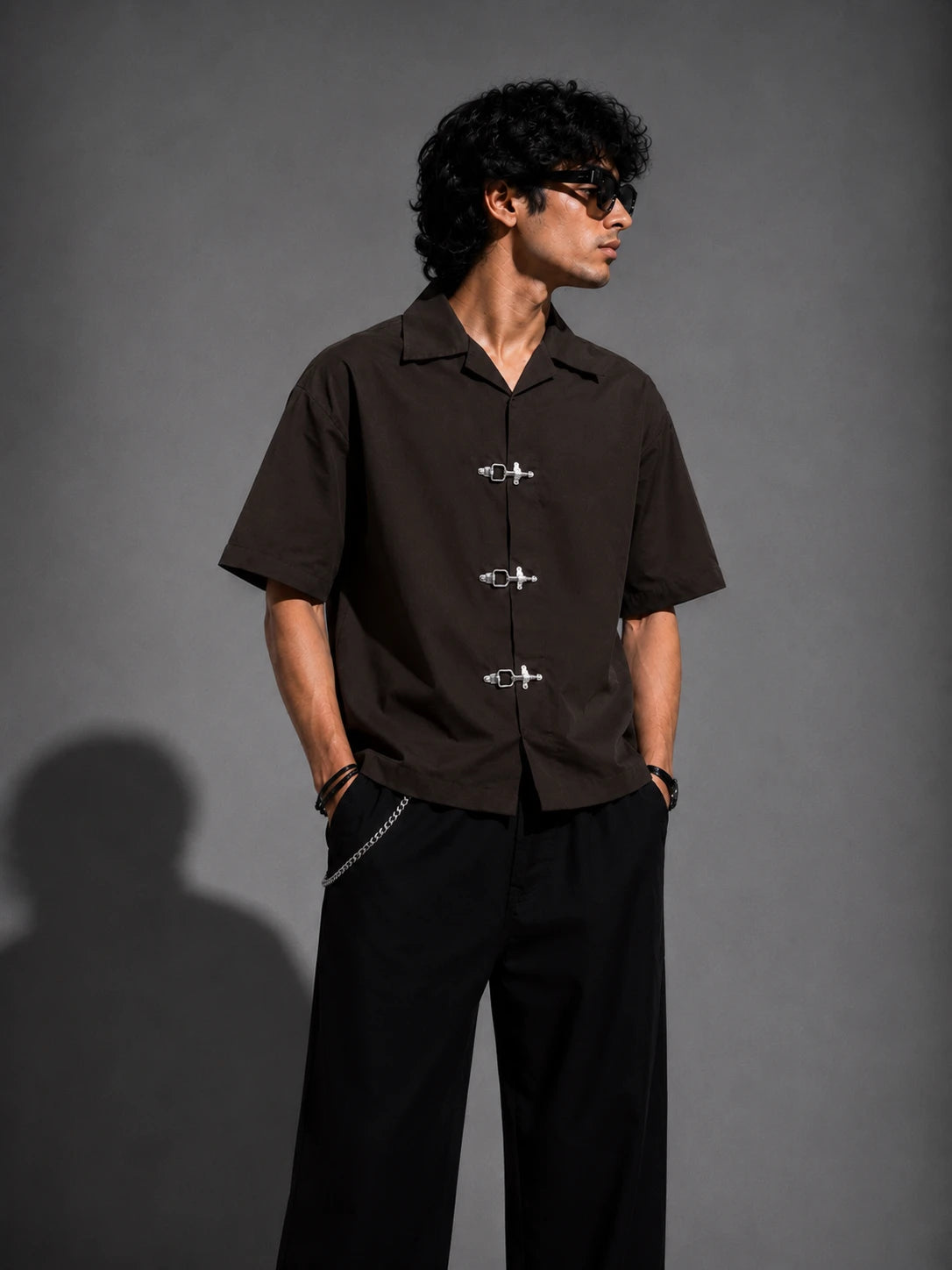 BUCKLE BUTTON DOWN SHIRT - ESPRESSO BROWN Project Pegasus