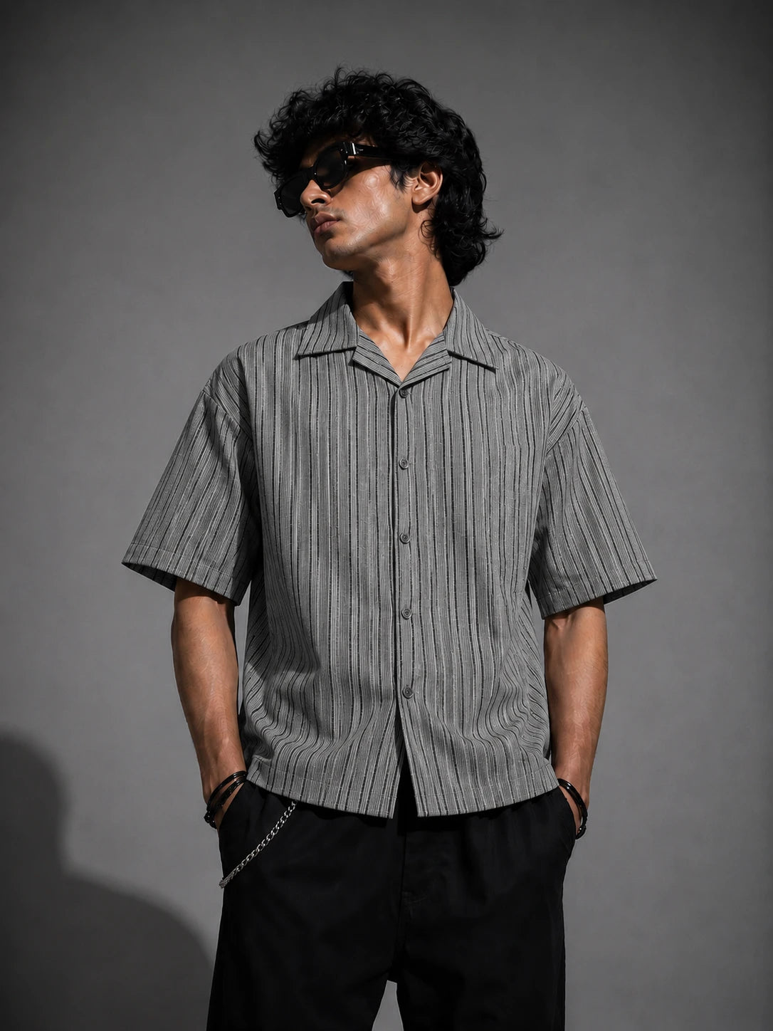 Textured Shirt- Grey/Black Lines Project Pegasus